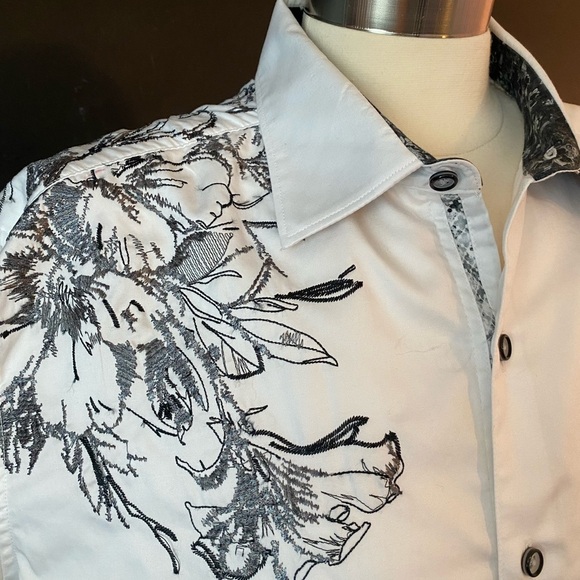Robert Graham Classic Fit White Floral Button Down Shirt XL - Picture 4 of 10